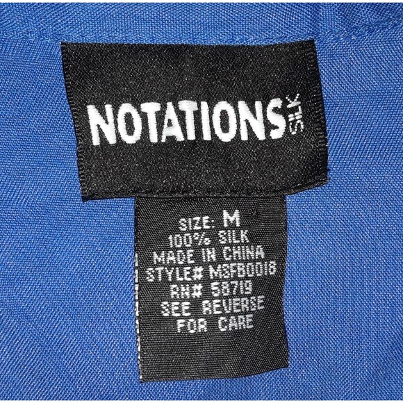 Notations Women's Silk Blouse Size Medium 3/4 Sleeve Button Down Career Blue - Picture 9 of 9